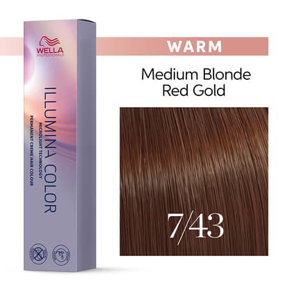 Wella Illumina Color 7/43 Medium Red Gold Blonde Permanent Hair Color