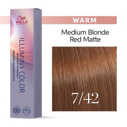 Wella Illumina Color 7/42 Medium Blonde Red Matte Permanent Hair Color