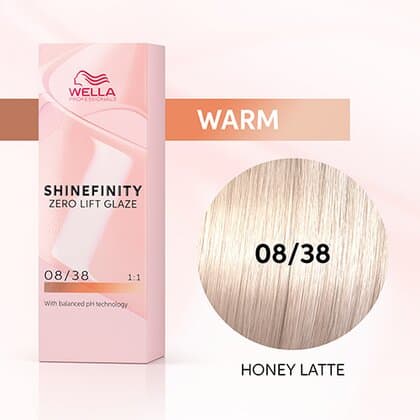 Wella Shinefinity Zero Lift Glaze 08/38 Light Blonde Gold Pearl (Honey Latte)