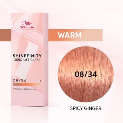 Wella Shinefinity Zero Lift Glaze 08/34 Light Blonde Gold Red (Spicy Ginger)