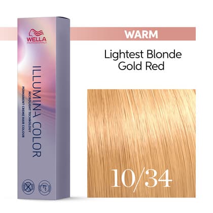 Wella Illumina Color 10/34 Lightest Blonde Gold Red Permanent Creme Hair Color