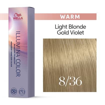 Wella Illumina Color 8/36 Light Blonde Gold Violet Permanent Hair Color