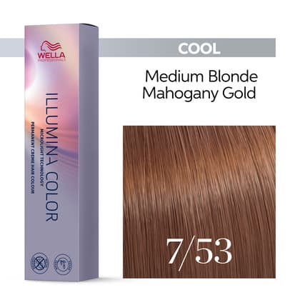 Wella Illumina Color 7/53 Medium Blonde Mahogany Gold Permanent Creme Hair Color