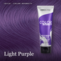 A tube of Vero K-Pak Color Intensity semi-permanent hair dye in Light Purple, shown against a textured purple hair swatch background with 'Light Purple' text at the bottom.